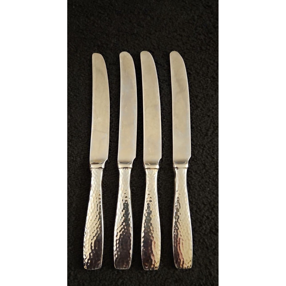 Godinger CASTELLO Glossy Hammered Stainless Flatware Set Of 4 Knives/ButterKnife